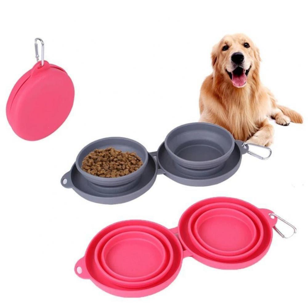 Foldable Double Pet Feeding Bowl