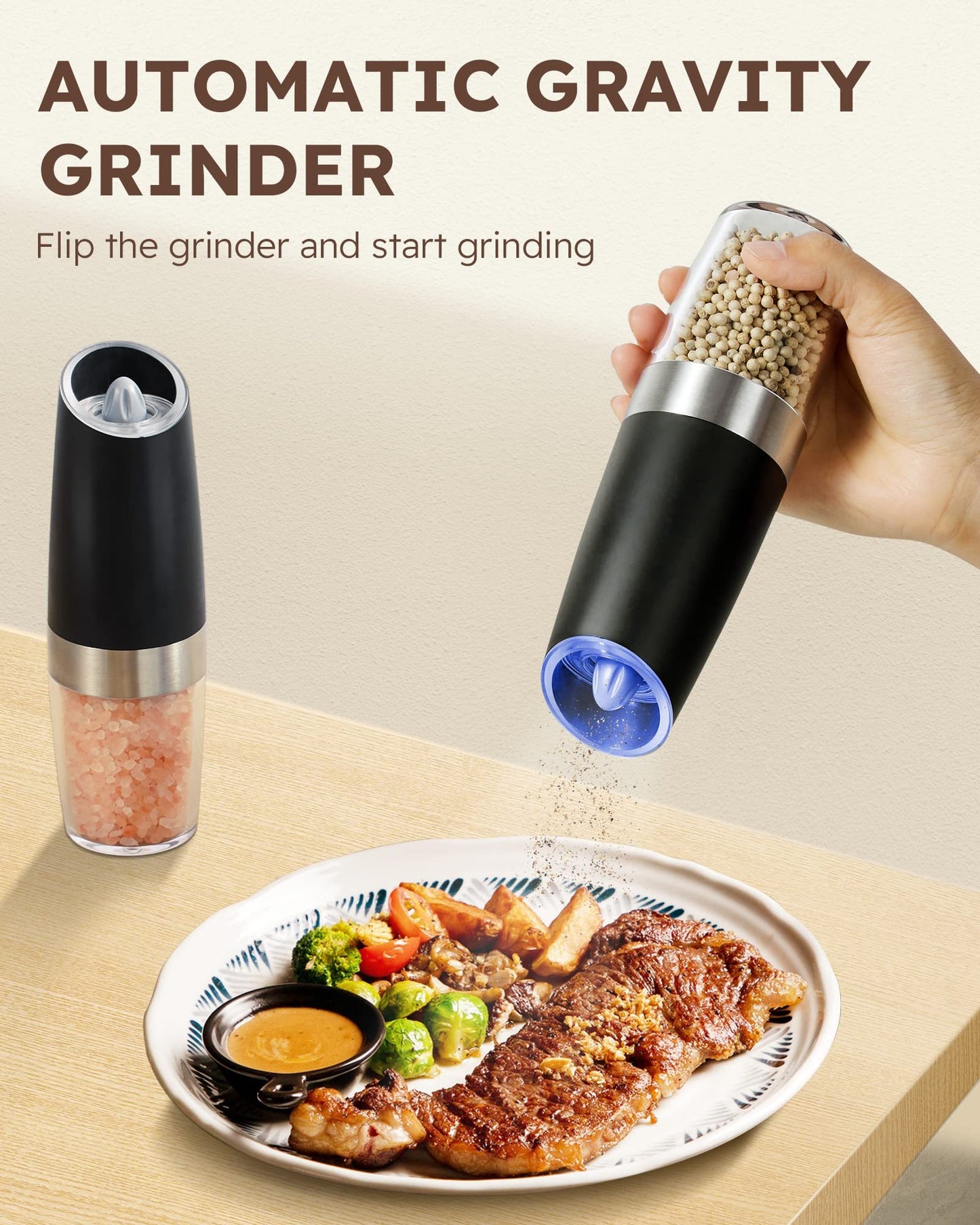 LED Electric Salt and Pepper Grinder Set.