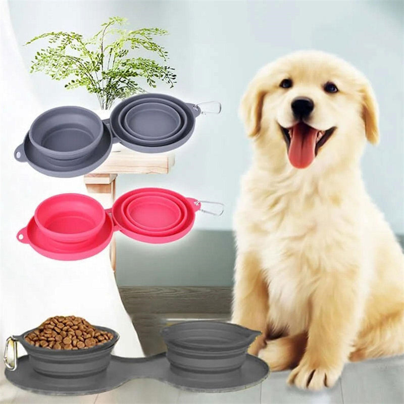 Foldable Double Pet Feeding Bowl